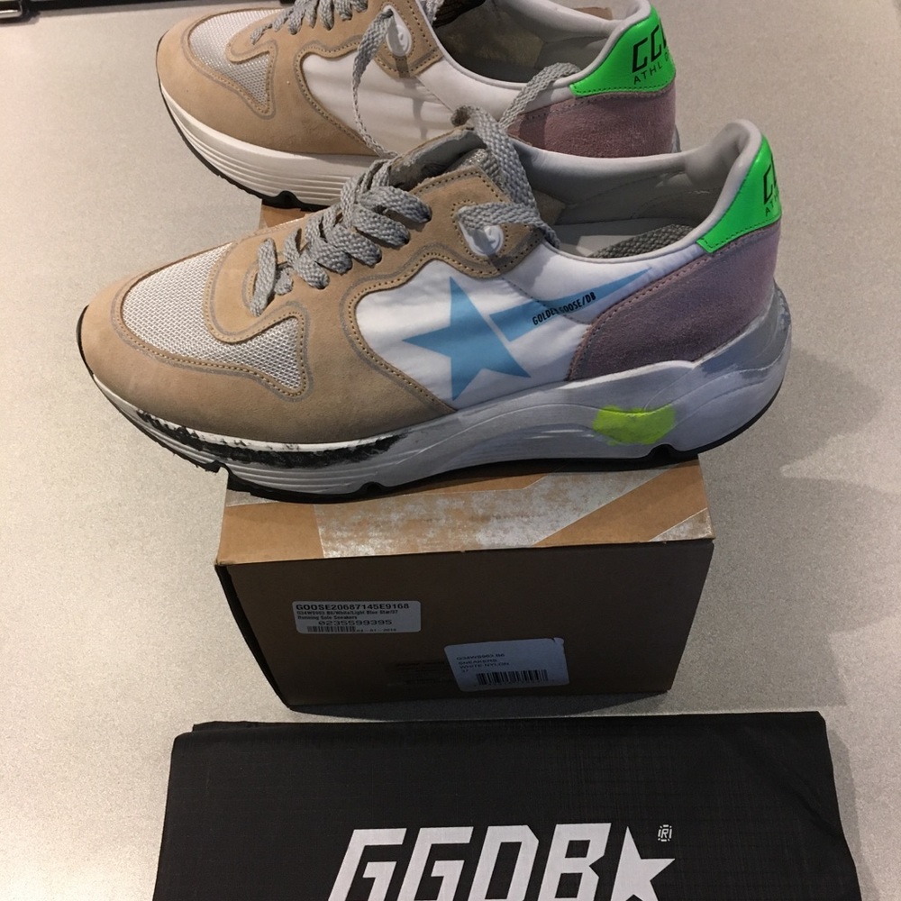 Golden Goose Running Sole Sneaker White/Blue NIB - Picture 4 of 8